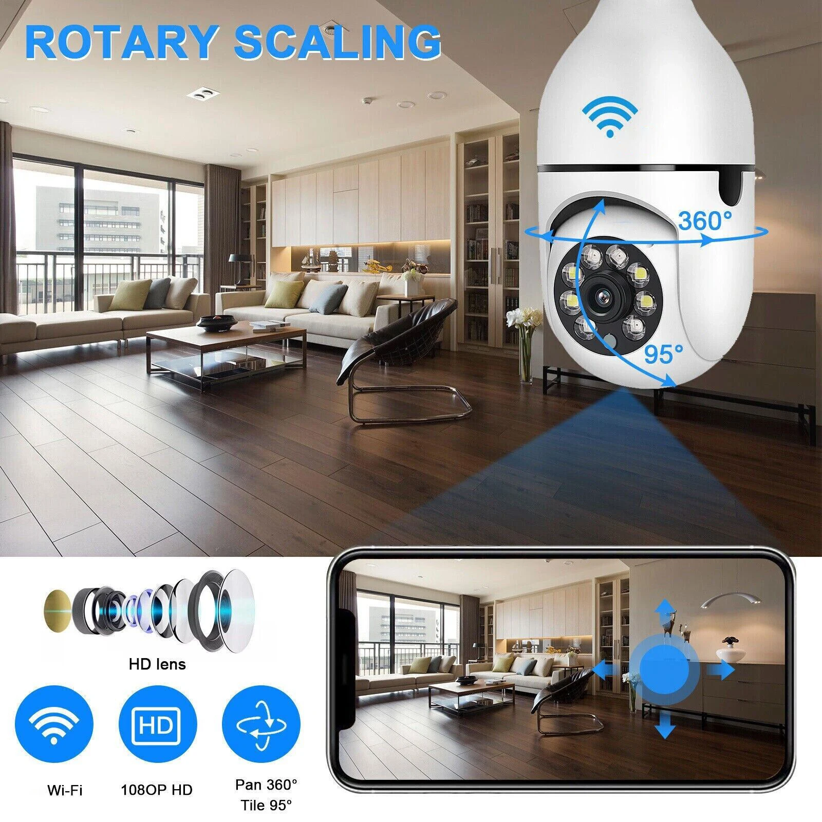 Innovative & Affordable Security Device WiFi Smart Bulb Camera for 360 Panoramic Home Monitoring