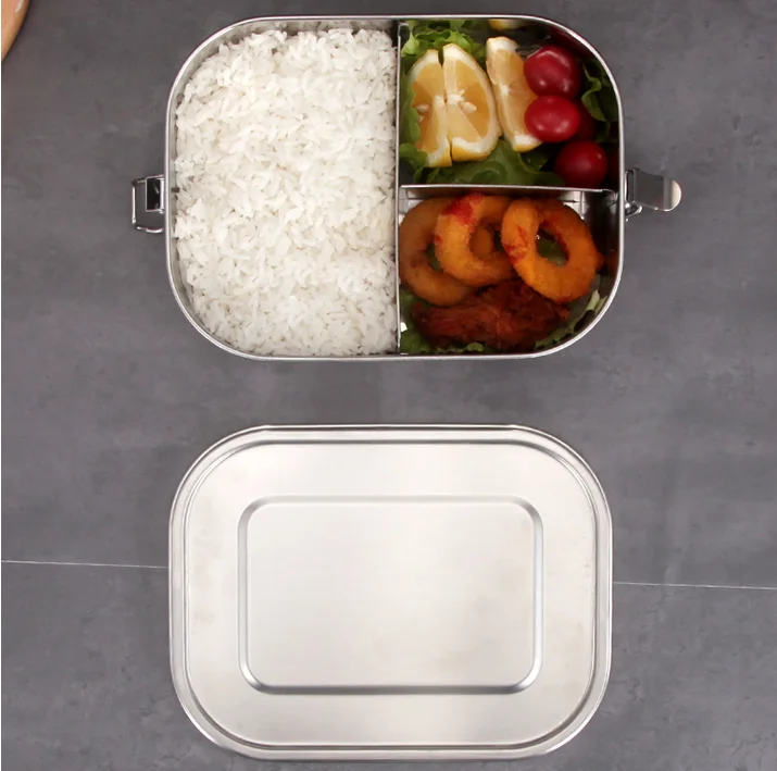 
Рекламный подарок с воздушным замком простой металлический офисный школьный воздухонепроницаемый контейнер для хранения продуктов высокого класса bento Ланч-бокс из нержавеющей стали 