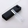Clear glass spray bottle + silver cap + black box