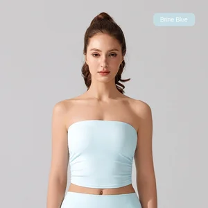 Women's High Support Breathable Yoga Gym Strapless Bra with Removable Pads Shockproof Quick-drying Spandex/Nylon