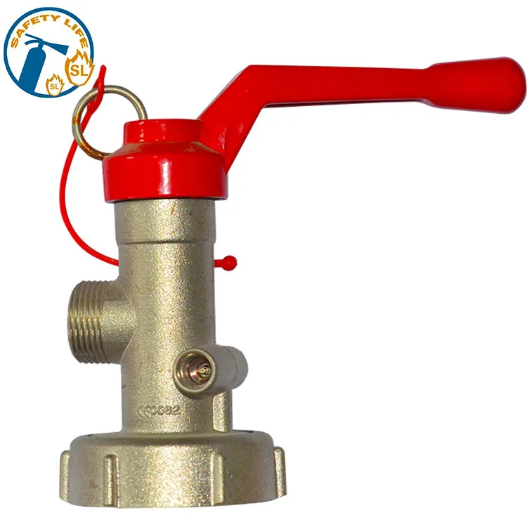 Red Handle Fire Extinguisher Head Landing Valve 212 g in Red and Black Painting Brass Material Chromed Valve