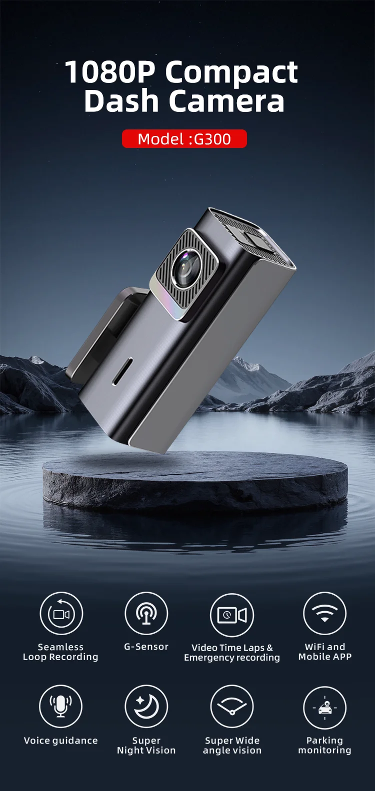 Factory Outlet Wholesale Dash Cam 1080p Black Box with Voice WiFi and Mobile APP G-sensor 24-Hours Parking Monitoring supplier