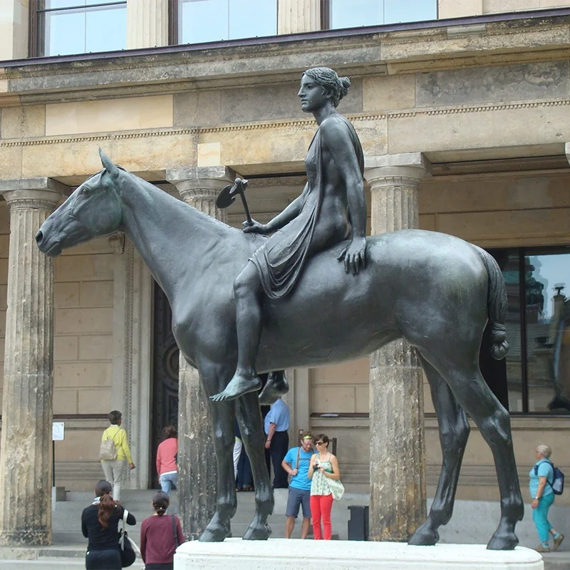 Life Size Big Horse Sculpture With Sex Girl Statue in Garden Decoration