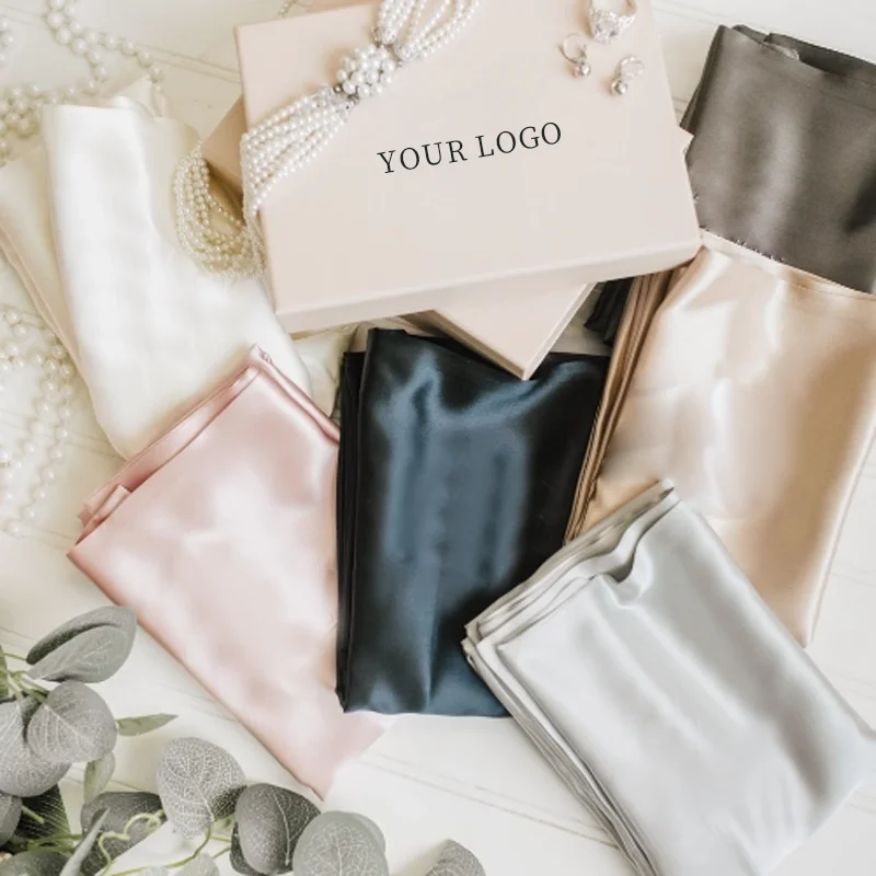 Digital Printed Silk Satin Pillowcase Custom Embroidery logo Silk Satin Pillow case Cover