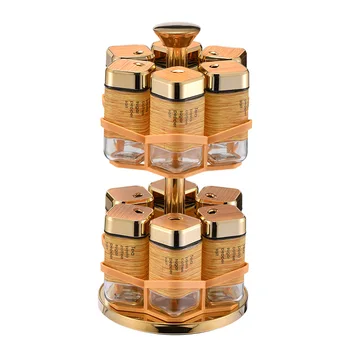 Internet-Famous Cross-Border Double-Layer Glass Seasoning Bottle Set 6*12 Full Portable Rotating Dust-Proof Herb Spice Tools
