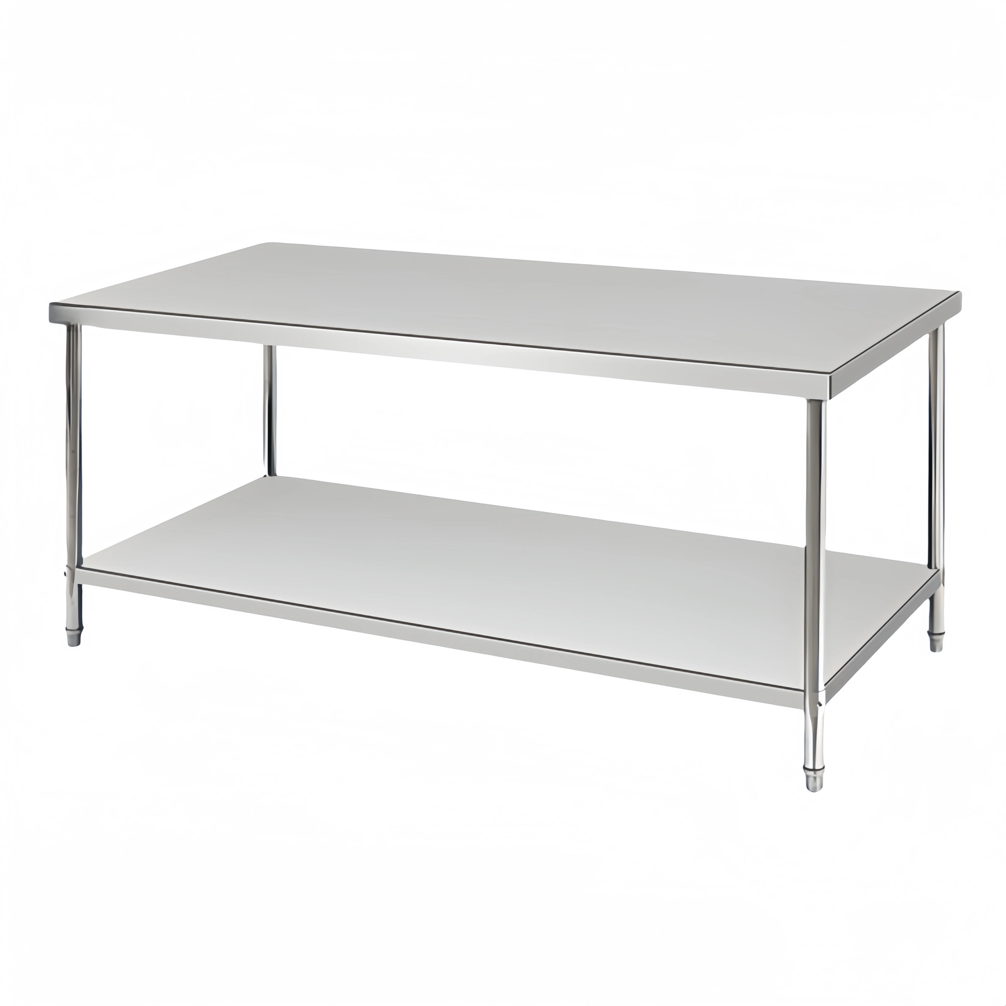 mesa de trabalho para fabricação com duas camadas em aço inoxidável 201/304