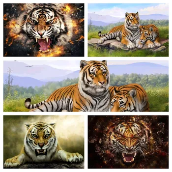 Modern fashion canvas art 5D custom diamond painting Animal Tiger DIAMOND art painting