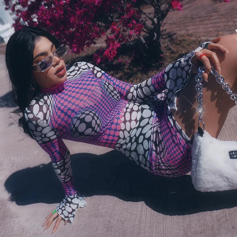 3d Dot Printed Mesh See-through Sexy 
