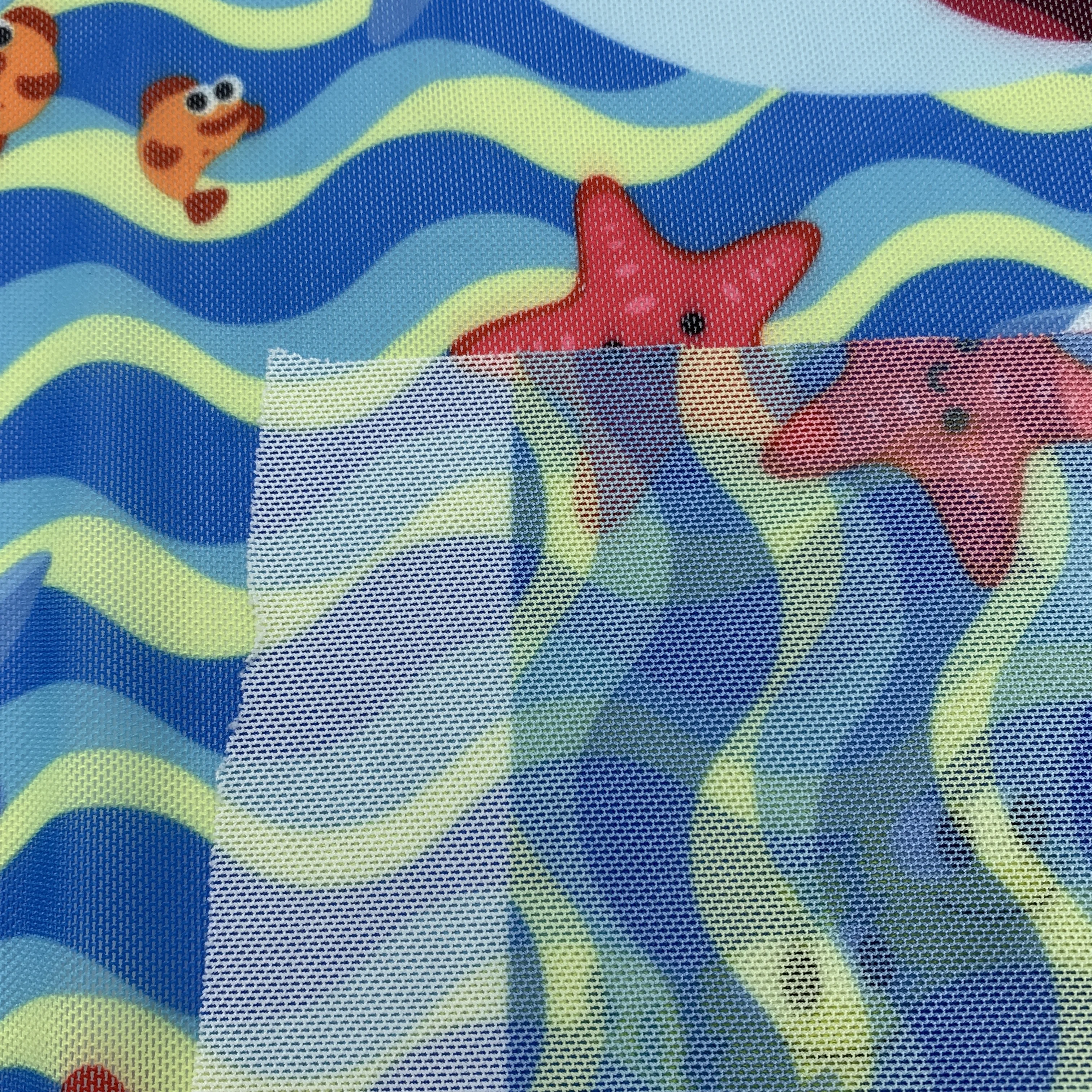 Цифровая печать мультяшный узор полиэстер сетка глаз спандекс эластичная Тюль сетчатая