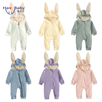 Hao Baby Long-sleeved Clothes Rabbit Ear Girls Clothing Boutique One Set Rompers