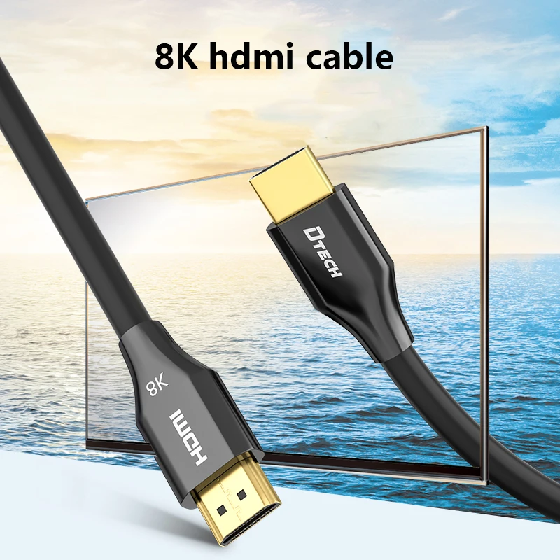 Позолоченный HDMI-HDMI кабель DTECH, 48 Гбит/с, 4k, 120 Гц, 1 м, 1,5 м, 2 м, 3 м, v2.1, UHD, HDR, TDR, 60 Гц, 8k, HDMI-кабель