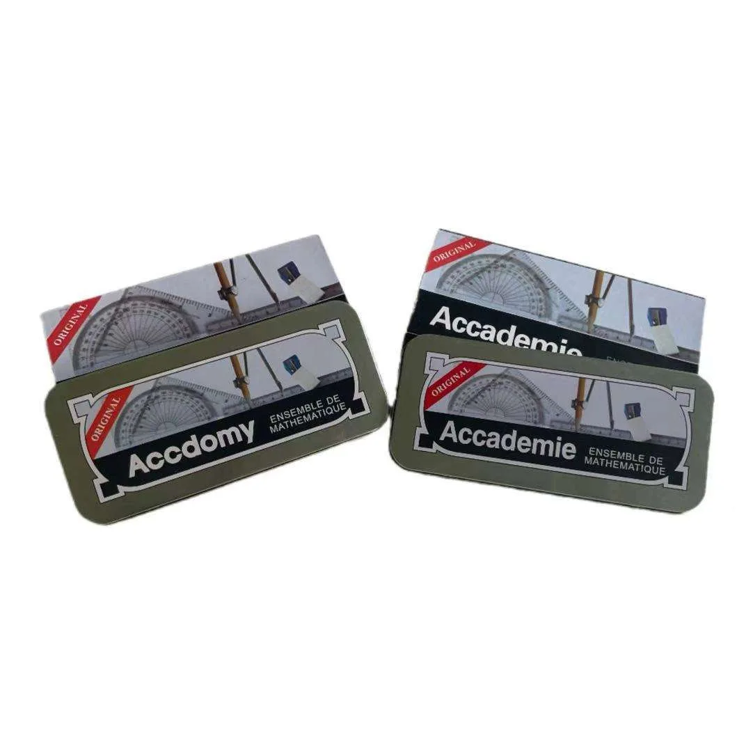School Supplies Tin Box Maths Set 13pcs Instrument Iron Box Academy Mathematical Set