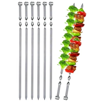 Hot Selling Pack of 6 Kabab Skewers For BBQ 22inch/55cm Stainless Steel BBQ Skewer