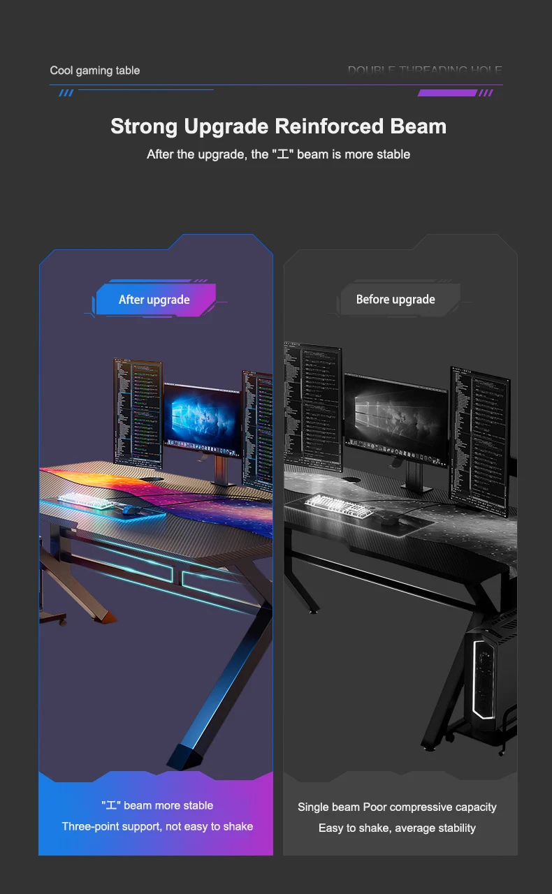 Rgb Pc Gaming Desk Computer Gamer Table Led Lighting Professional