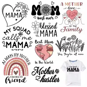 Custom T Shirt Logo Transfer Printing Vinyl Film Mother's Day Iron on Sticker Flexible Clothing Heat Transfer Logo Print Tag