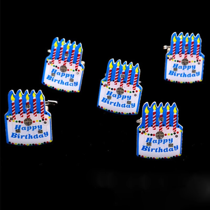 Red 3-LED Flashing Heart Shape Birthday Cake Badge Football & Star Badge New Ghost & Hat Design for Parties & Birthdays