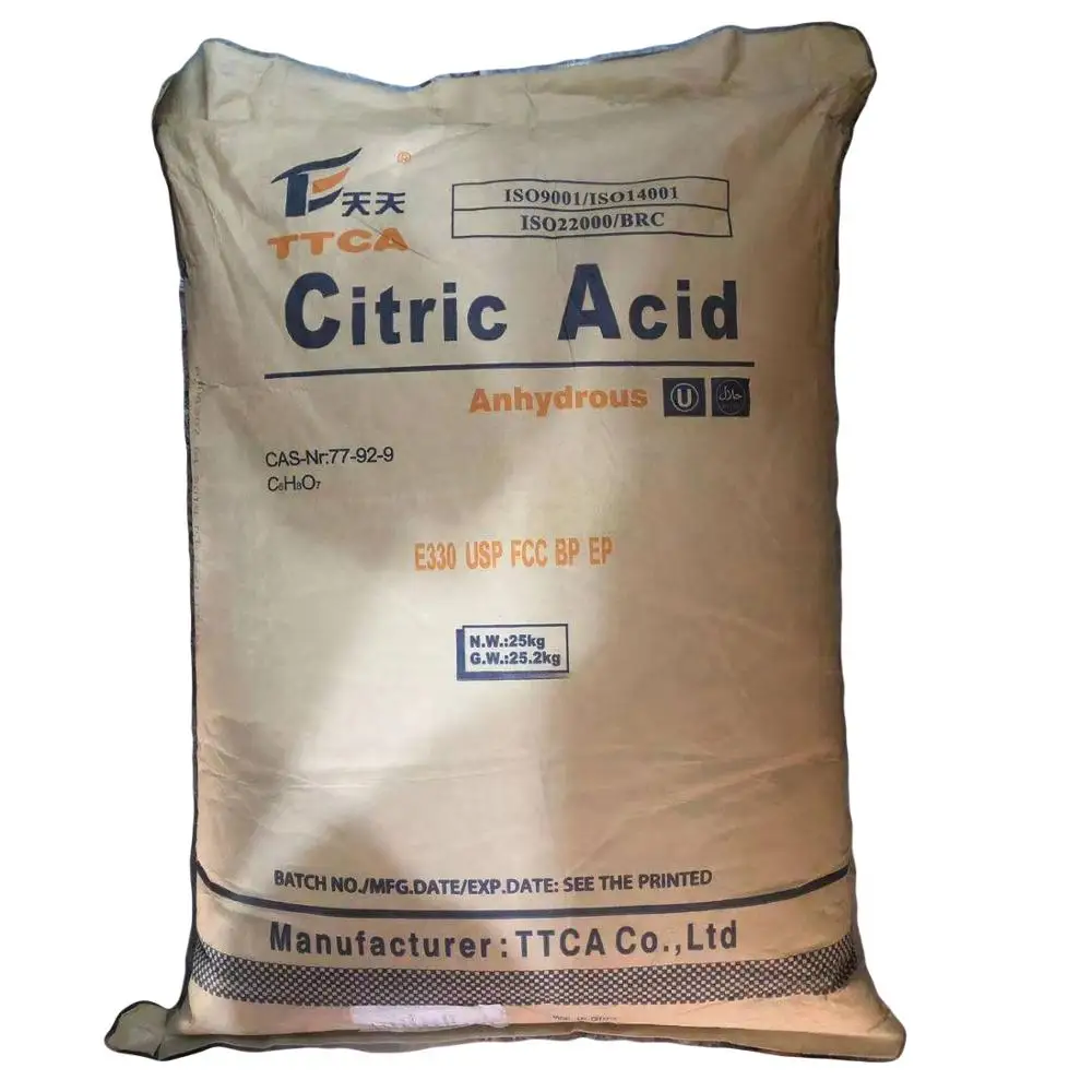 citric acid anhydrous 30-100 mesh food grade ttca brand