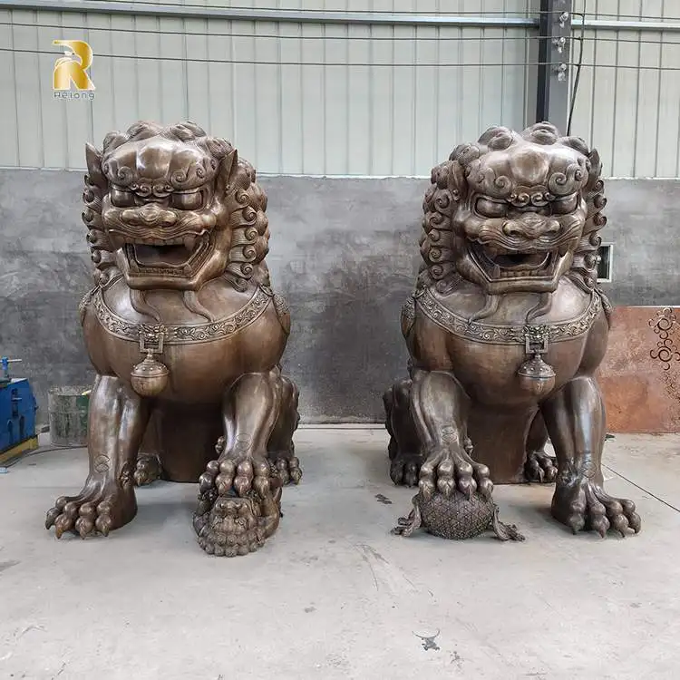 大型の庭用手作り青銅の獅子犬像 | アート・コレクション用
