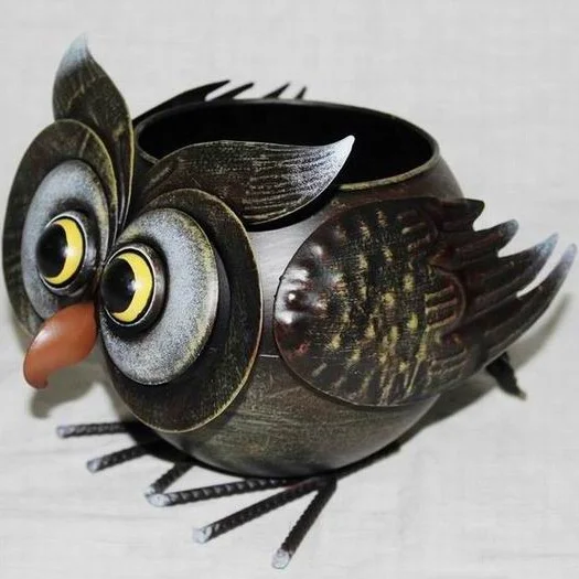 metal owl flower pot