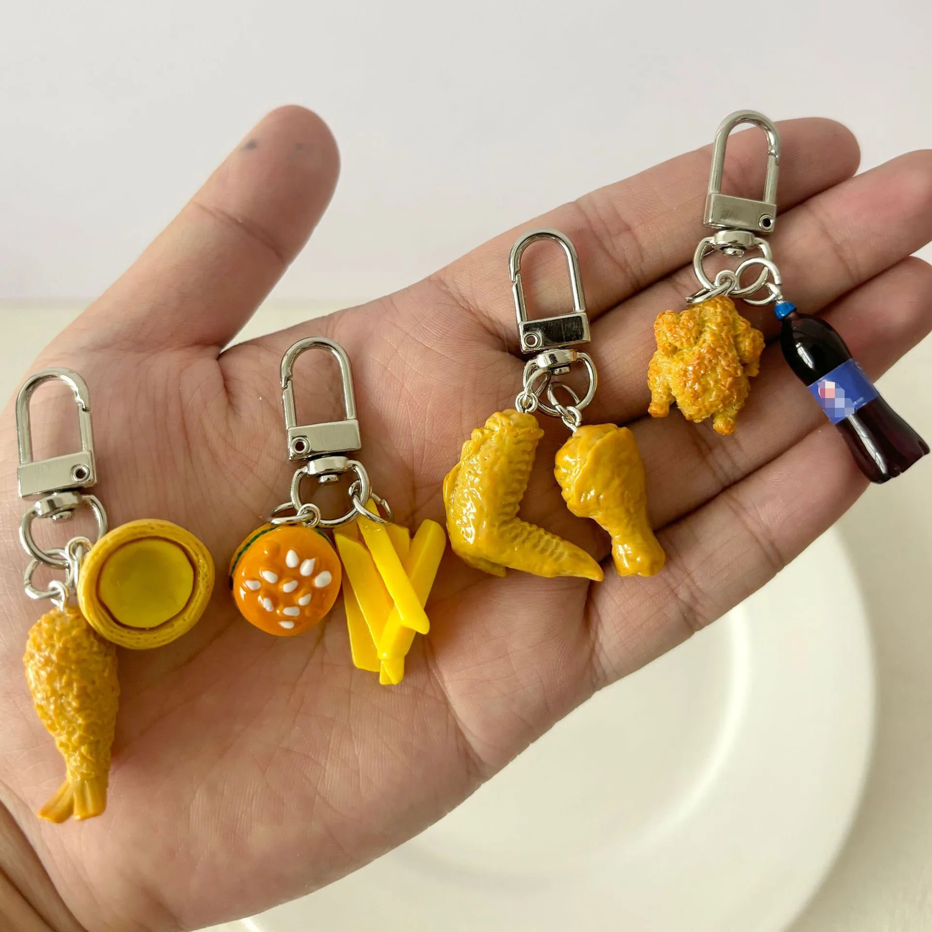 Simulation Food Keychain Chicken Nuggets Fried Leg Wing Pendant