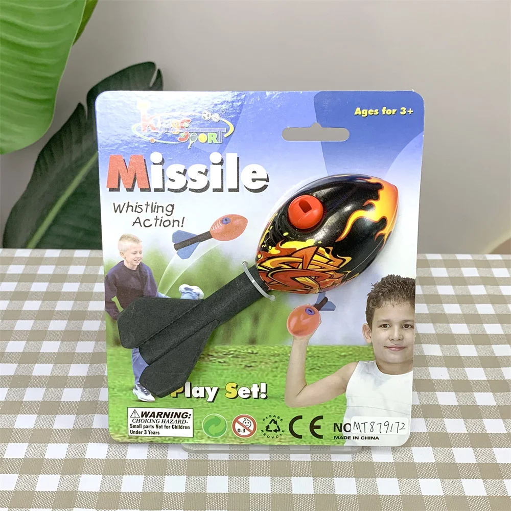 Factory Outdoor Activity Plastic Mini Launcher Sports Game Model Ball Kit Air PU Foam Sponge Whistling Rocket Toys for Kids