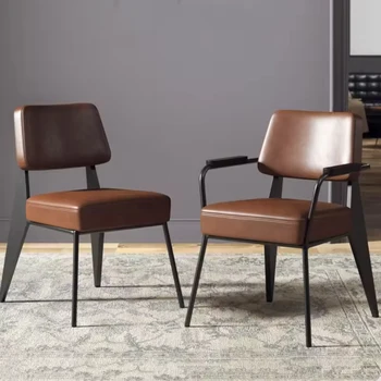 American Office Chair Nordic Modern Light Luxury Dining Chair, Leisure Backrest Stool, Iron Simple Home and Office Stool