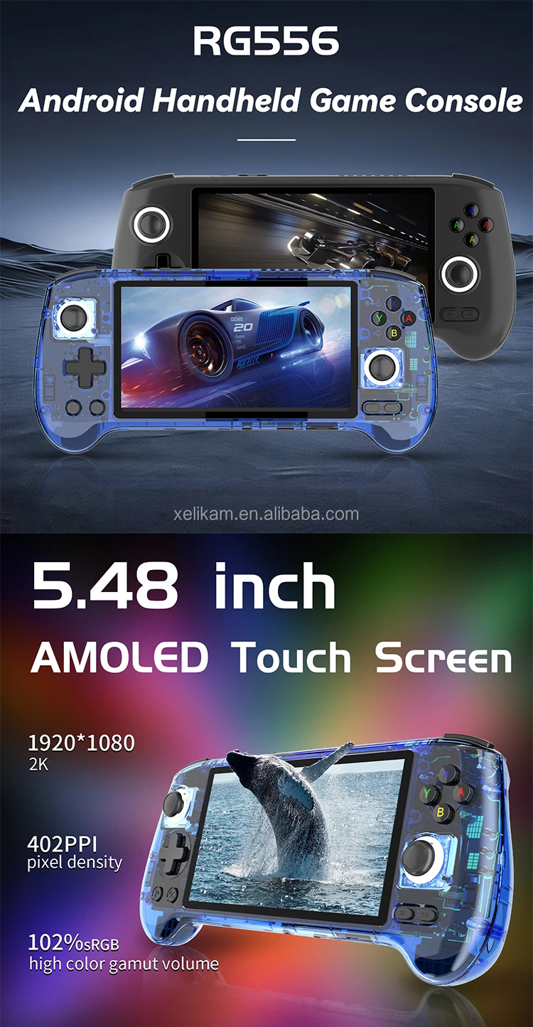 JOYARCH RG556 Console Rétro Android 13 – 5,48″ AMOLED, 8/128 Go, 5500mAh, 5000+ Jeux – Bleu