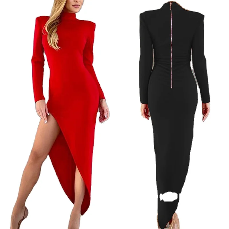 Vestido De Noche Largo De Color Liso Para Mujer,Elegante,Irregular,Ajustado  - Buy Las Mujeres Vestidos De Fiesta De Noche Largo Elegante,Vestidos  Elegantes Vestidos De Las Mujeres,Las Mujeres Vestido De Noche Vestido De  Product