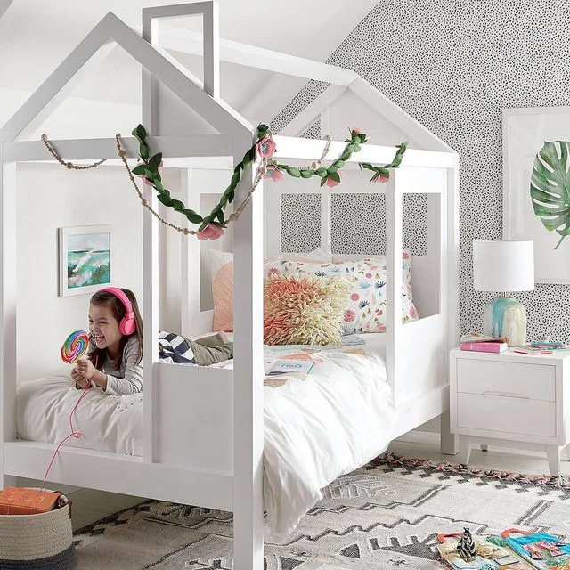 NOVA Tiny House White Wood Kids Twin Beds Modern Montessori