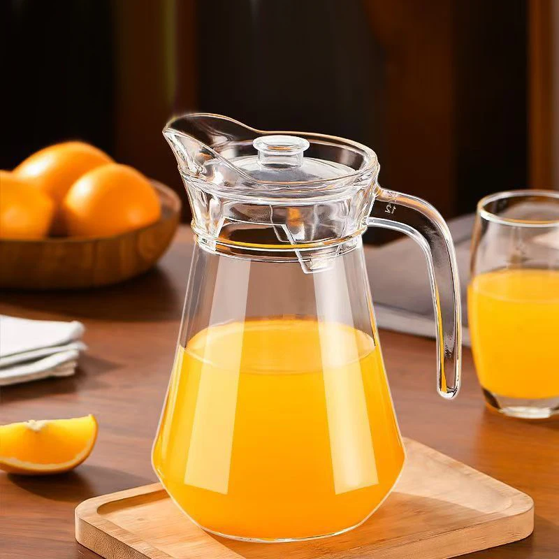 Jarra De Vidrio Borosilicato De 2 Litros Con Tapa De Bambú Para Suministro De Bebidas Calientes Y Heladas