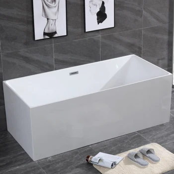 Factory sales rectangle freestanding seamless bathtub Acrylic bath suitable for new European hotel Bathroom bath