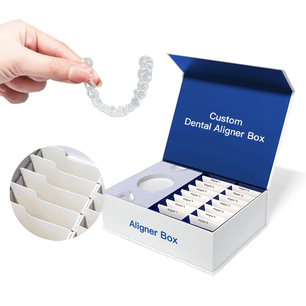Recyclable Rigid Cardboard Dental Aligners Paper Boxes Luxury Customized Lid