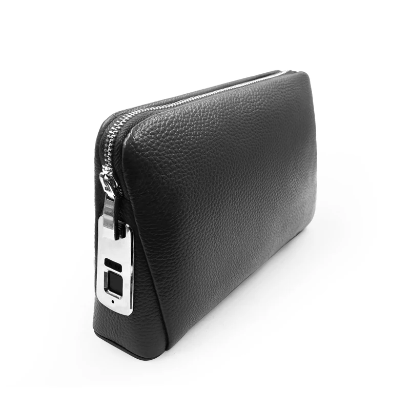 Fingerprint Lock Wallets Big Capacity Phone Bag Card Holder Zipper Leather Fingerprint Lock Wallet for Men