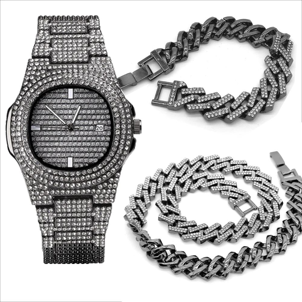 Ice Cuban Watch & Bracelet -Gold | Konga Online Shopping