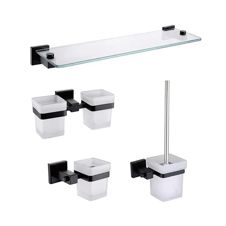 Stainless Steel Bathroom Hardware Set Black Matte Paper Holder Toothbrush Holder Towel Bar Bathroom Accessories