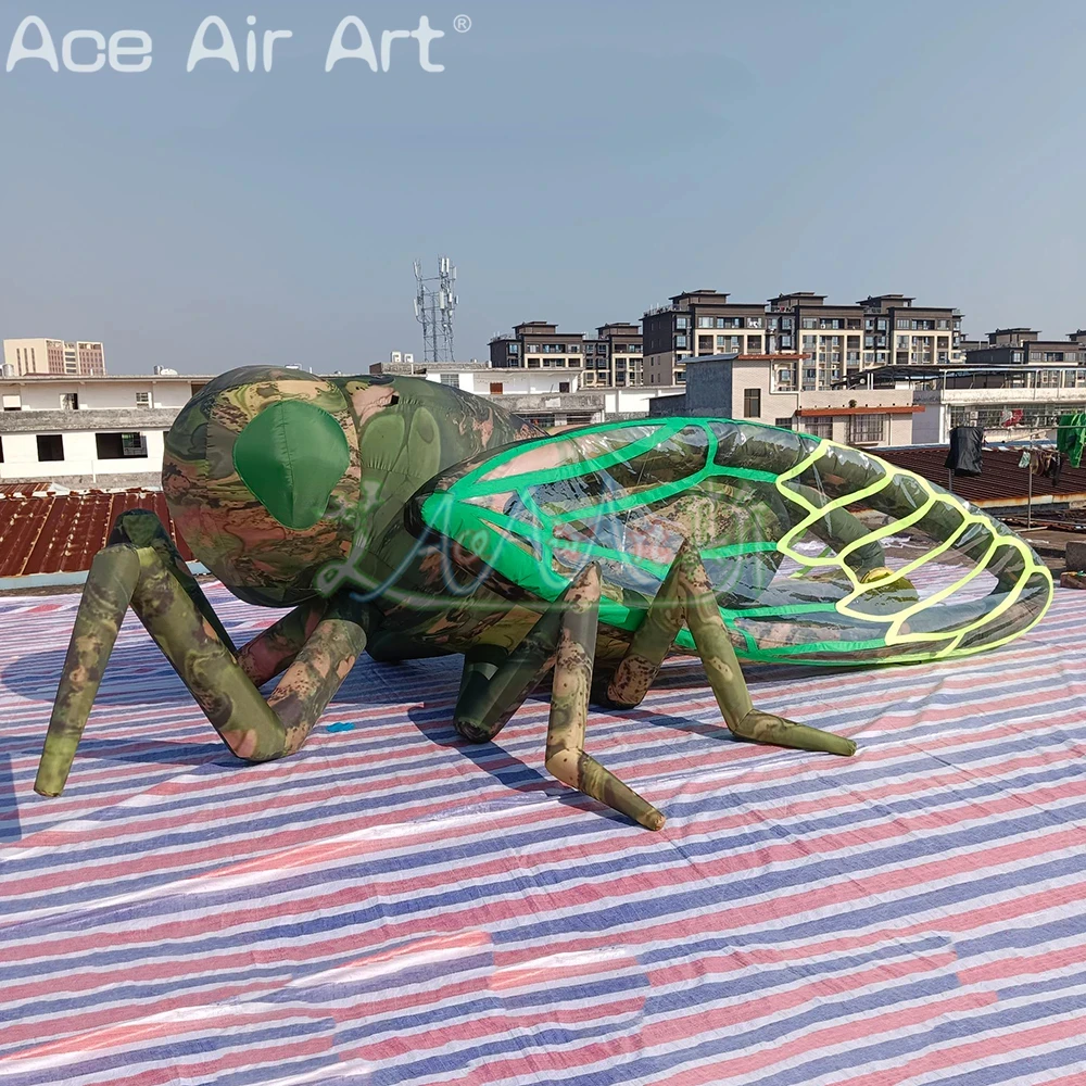5m Long Colorful Cicada, Inflatable Cockroach, Inflatable Insects With LED Lights for Outdoor Event Decoration