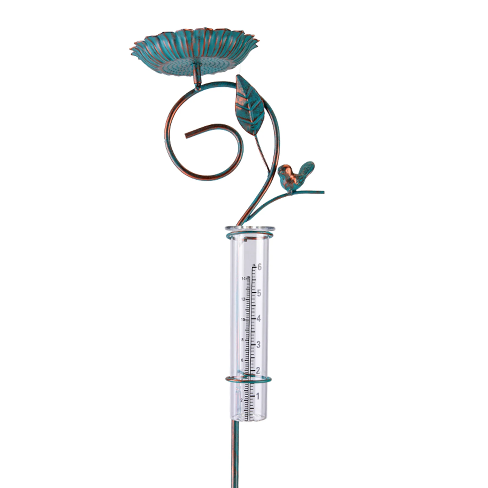 Rain Gauge Outdoor, Glass Rain Gauge with Metal Stake,  Bird Rain Gauge for Yard  Lawn