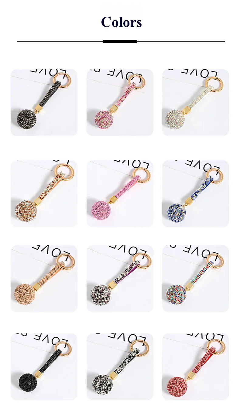 Wholesale Cute Crystal Keychains Bling Bling Rhinestone Ball Keychains