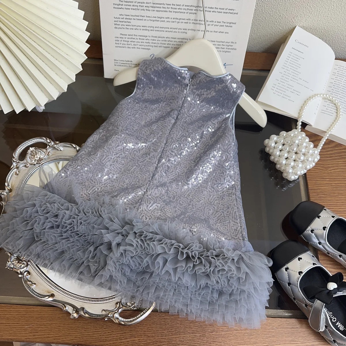 2025 Summer White Solid Lace Back Bow Girls' Dress