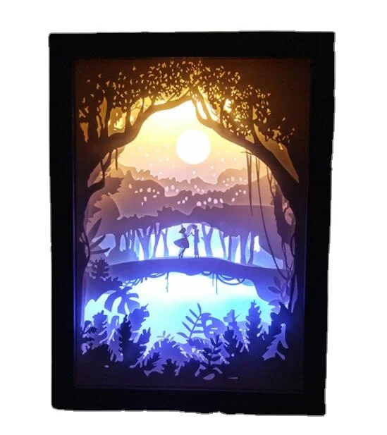 New Magic 3D Frame Light Hollow Engraving Paper Photo Frame Night Light Table Lamp 3d Light Shadow Paper Carving Lamp