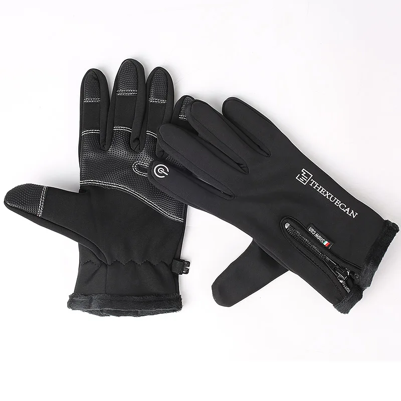 Теплые перчатки для сенсорных экранов осень и зима ветрозащитные холодные спортивные на молнии активного отдыха
