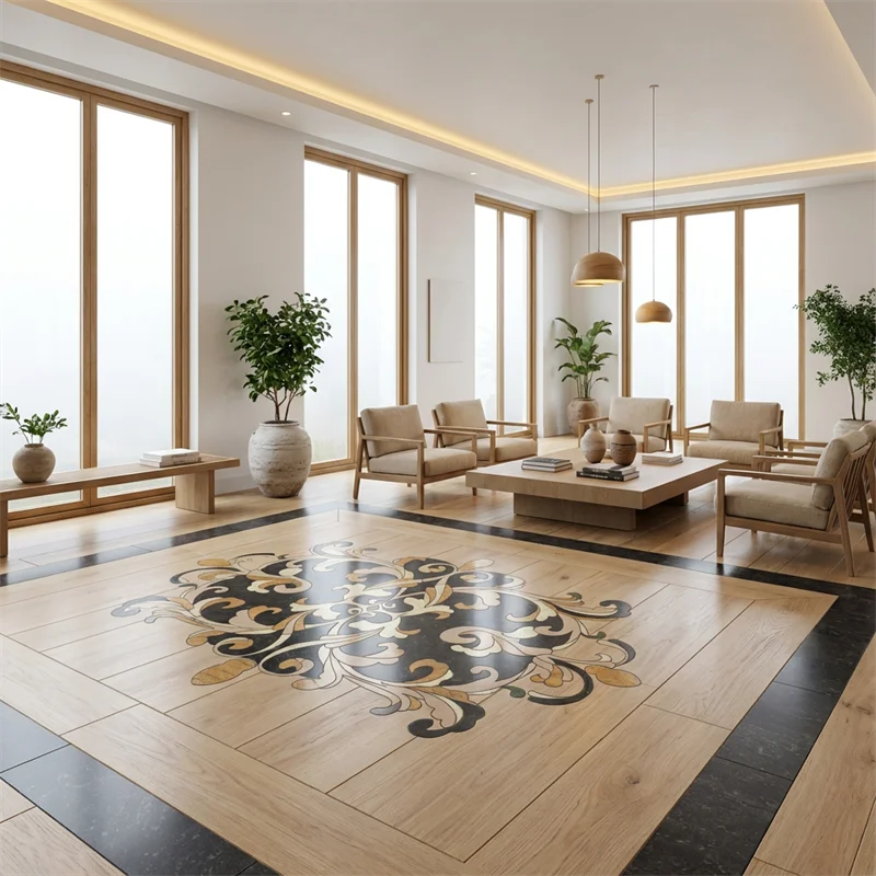 Modern na Hinaplos na Natural na Waterjet Marmol na Mosayko para sa Banyo, Kusina at Living Room – Matibay at Eco-Friendly