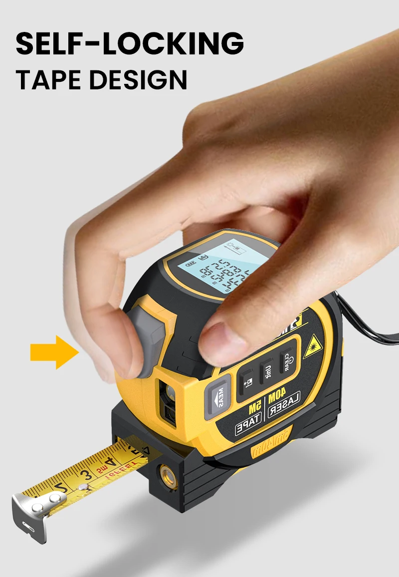 Laser Distance Meter 3 in 1 with 5mTape 40m/60m Laser Measure & Laser Cross