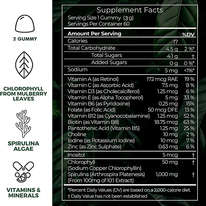 Spirulina Gummy OEM/ODM OEM/ODM Gastrointestinal optimization Spirulina gummies manufacture