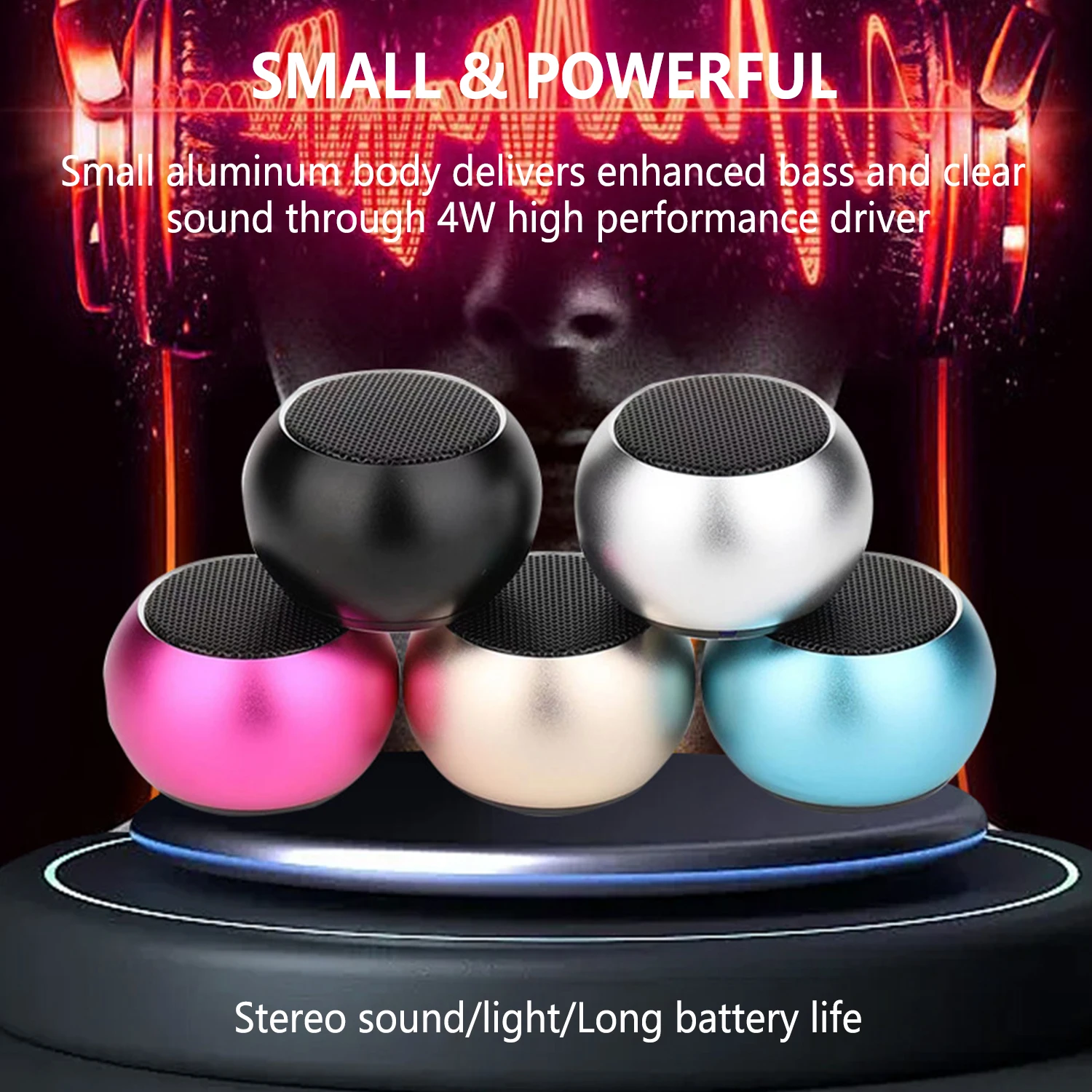 Mini Speakers Bluetooth 3W Small Portable Wireless Speaker with Lanyard Water Resistant Wireless Stereo Pairing Small Speaker