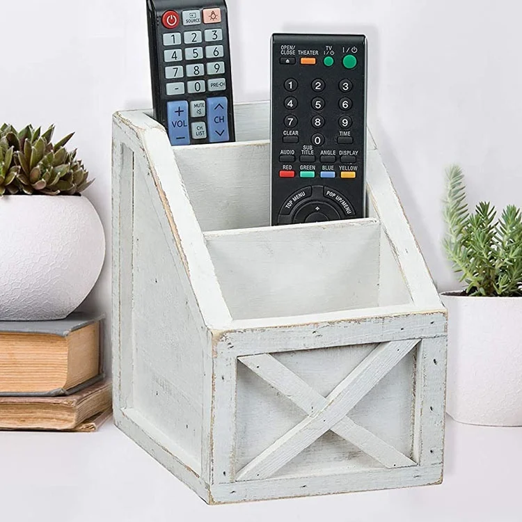 Домашний Настольный белый деревенский винтажный деревянный Органайзер с дистанционным управлением и 3