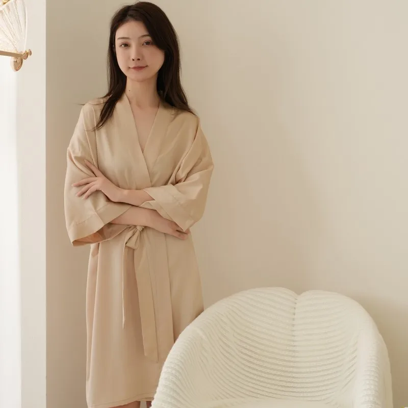 Satin Robes Silk Short Kimono Lightweight Bathrobe Silky Bride