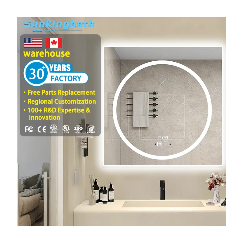 Contemporary Design Bathroom Mirror Smart Led Bathroom Mirror with Touch Screen Mirror with Led Light