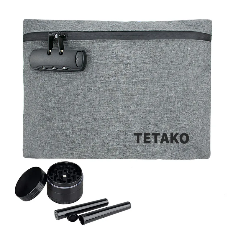 Custom Activated Carbon Fabric Lining Stash No Smell Bags Odor Proof Pouch Smell Proof Bag with Combination Lock