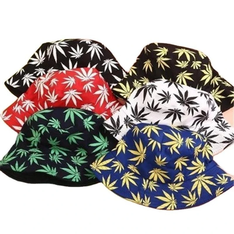 Men Women Maple Leaf Bucket Hat Hip Hop Fisherman Panama Hats Cotton Swag  Bob 